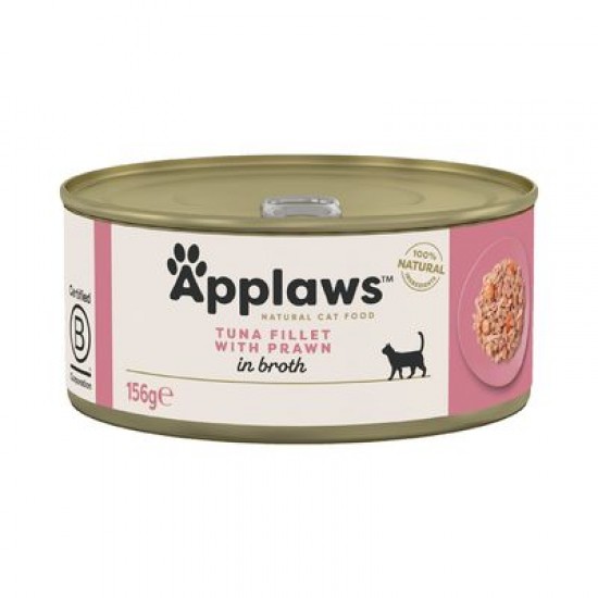 Applaws Cat Adult Tuna Fillet with Prawn in Broth - konservi kaķiem ar tunča fileju un garnelēm, 156g Applaws Cat Adult Tuna Fillet with Prawn in Broth - konservi kaķiem ar tunča fileju un garnelēm, 156g