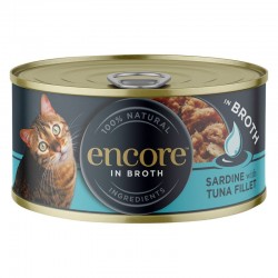 Encore Cat Sardine with Tuna Fillet in Broth Tin - konservi kaķiem ar sardīnēm un tunča fileju 70g