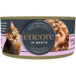Encore Cat Tuna with Shrimp in Broth Tin - konservi kaķiem ar tunča fileja un garnelēm 70g