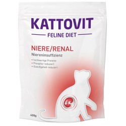 Kattovit Feline Diet Niere/Renal pilnvērtīga diētiskā sausā barība kaķiem nieru funkciju veicināšanai hroniskas nieru mazspējas gadījumāu 0.400kg