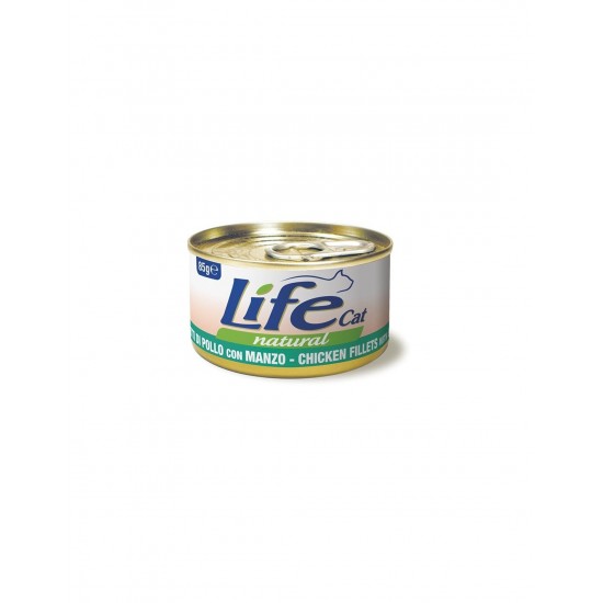 Life Cat Chicken with Beef Fillets - konservi kaķiem 85g Life Cat Chicken with Beef Fillets - konservi kaķiem 85g