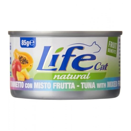 Life Cat Tuna with Mixed Fruits Natural - konservi kaķiem ar tunci un augļiem 85g Life Cat Tuna with Mixed Fruits Natural - konservi kaķiem ar tunci un augļiem 85g