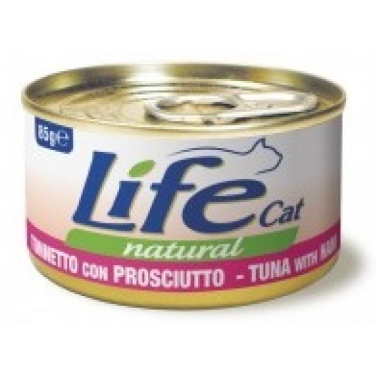 Life Cat Tuna with Ham Natural - konservi kaķiem ar tunci un šķiņķi 85g Life Cat Tuna with Ham Natural - konservi kaķiem ar tunci un šķiņķi 85g