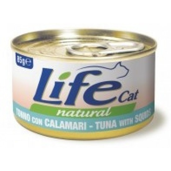 Life Cat Tuna with Squids Natural - konservi kaķiem ar tunci un kalmāru 85g