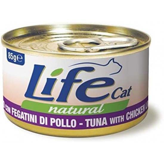 Life Cat Tuna with Chicken Livers Natural - konservi kaķiem ar tunci un vistas aknām 85g Life Cat Tuna with Chicken Livers Natural - konservi kaķiem ar tunci un vistas aknām 85g