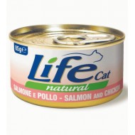 Life Cat Chicken with Salmon - konservi kaķiem ar vistu un lasi  6 x 85g