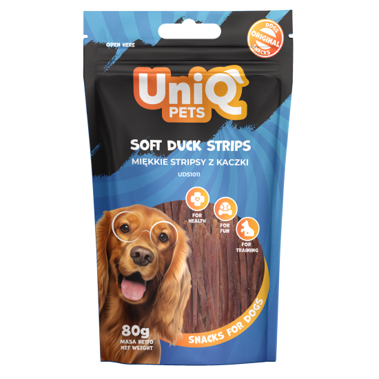 UNIQ PETS dog snacks soft duck strips - gardums suņiem mīkstas pīles strēmeles 80g UNIQ PETS dog snacks soft duck strips - gardums suņiem mīkstas pīles strēmeles 80g