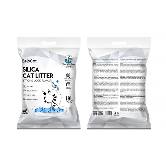 BeloCat Cat Litter silica gel Eco - silikona smiltis kaķu tualetei 18L BeloCat Cat Litter silica gel Eco - silikona smiltis kaķu tualetei 18L