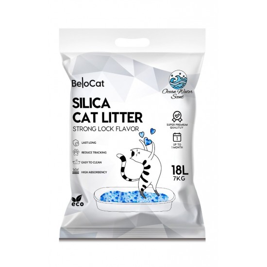 BeloCat Cat Litter silica gel Eco - silikona smiltis kaķu tualetei 18L BeloCat Cat Litter silica gel Eco - silikona smiltis kaķu tualetei 18L