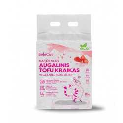 BeloCat Tofu Clumping Cat Litter Strawberry dabīgi granulēti kaķu pakaiši ar kukurūzas cieti un sojas šķiedrām ar zemeņu aromātu 6L