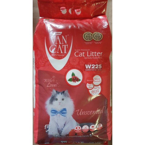 Van Cat Compact cementējošās smiltis kaķu tualetēm bez aromāta 15kg Van Cat Compact cementējošās smiltis kaķu tualetēm bez aromāta 15kg