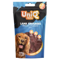 UNIQ PETS dog snacks lamb sausages - gardums suņiem jēra gaļas desiņas 80g