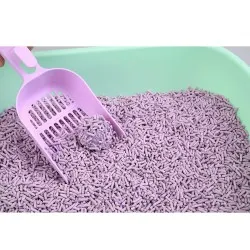 BeloCat Tofu Clumping Cat Litter Lavender dabīgi granulēti kaķu pakaiši ar kukurūzas cieti un sojas šķiedrām ar lavandas aromātu 6l