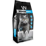 Wonder White Carbon Effect Bentonite Cat Litter - cementējošās smiltis kaķu tualetēm, aktīvās ogles granulas 18L/15,3kg